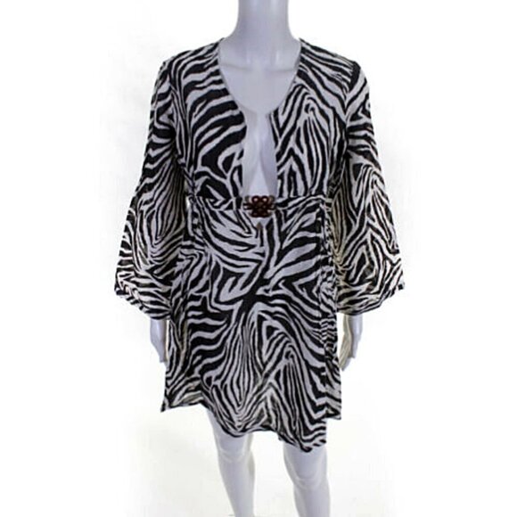 Diane Von Furstenberg Sexy Lightweight Zebra Mini Summer Dress Beach Cover Up M - Picture 3 of 8